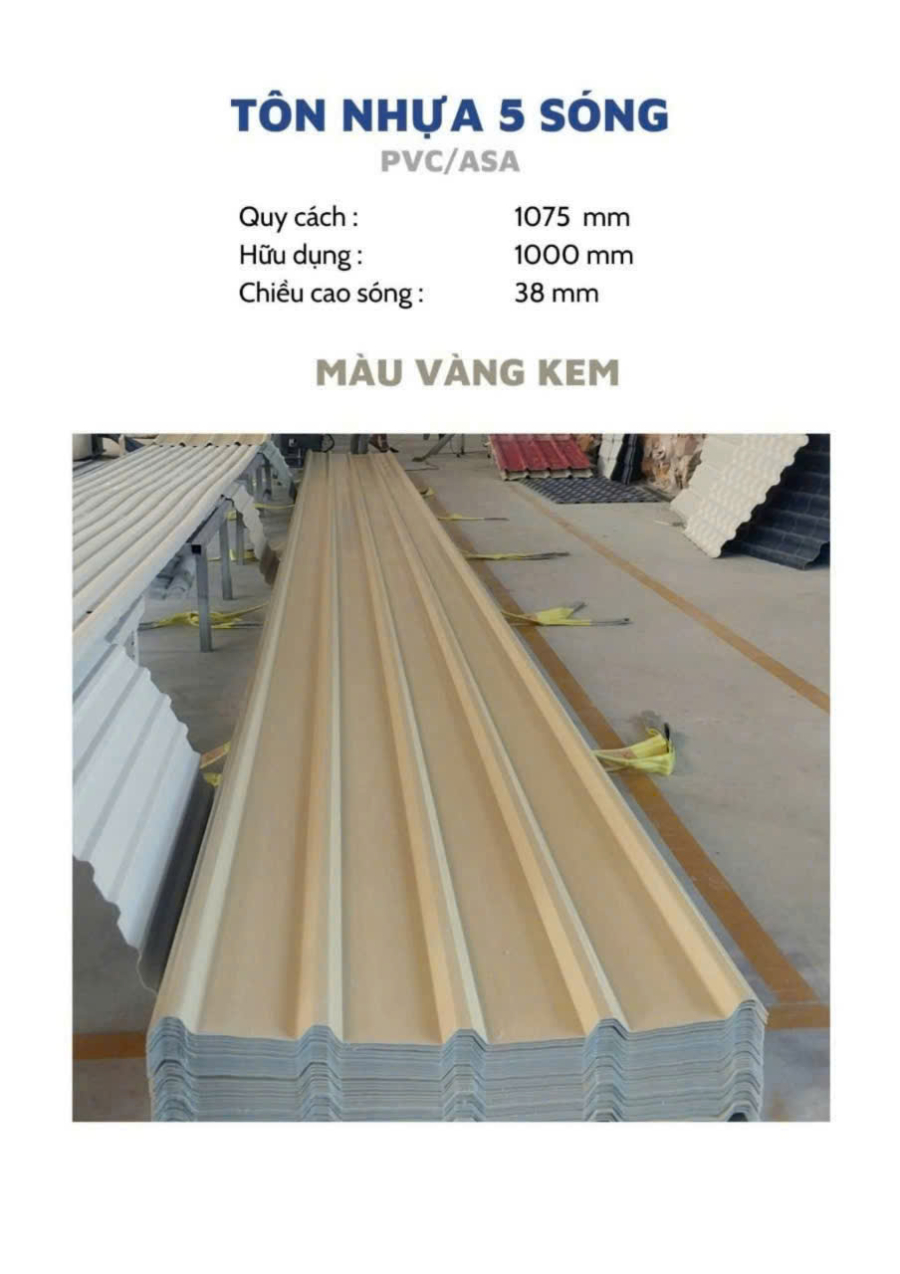 Tole Nhựa PVC/ASA ( Vàng Kem )
